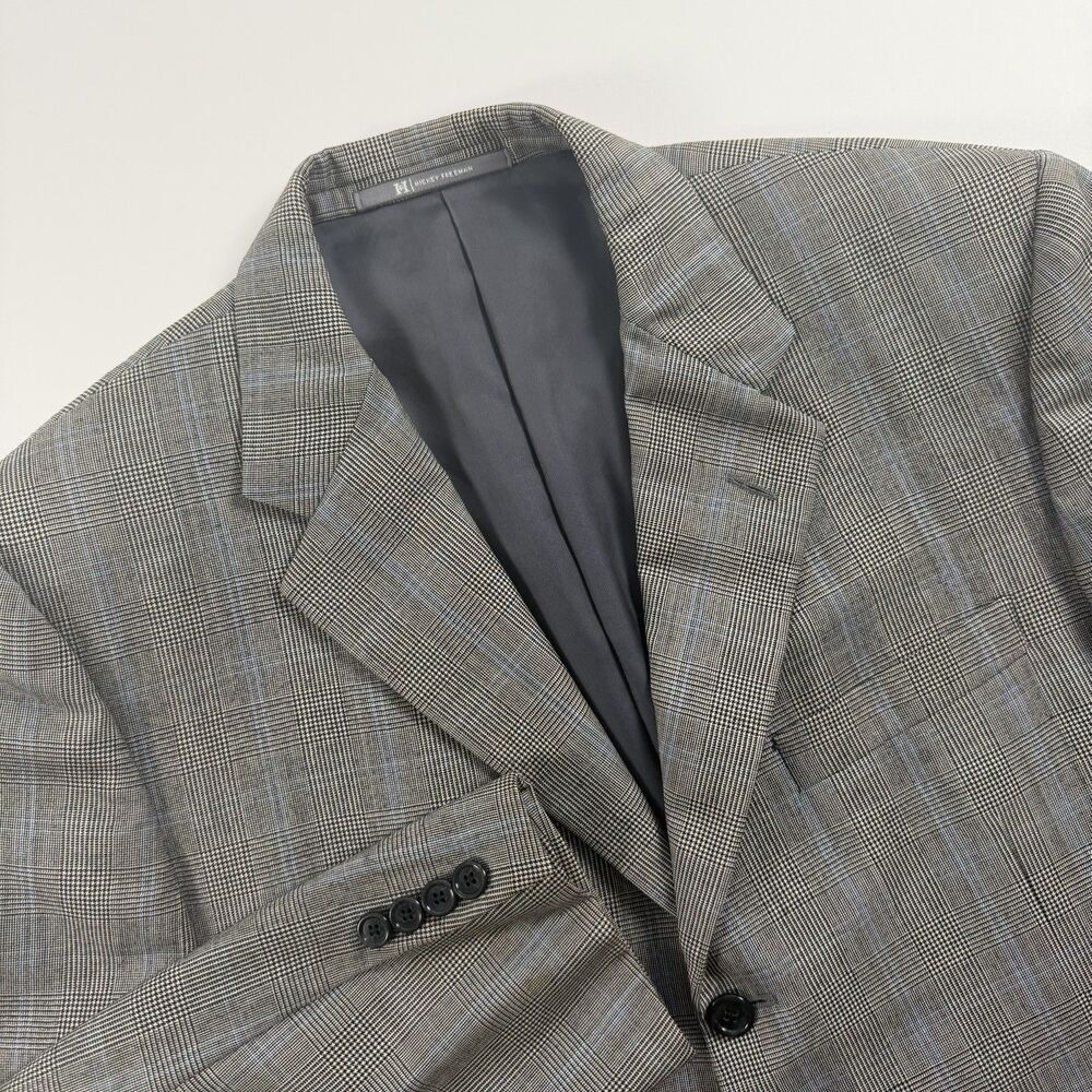 Hickey Freeman Madison 42R Gray Glen Plaid Wool Coat Blazer USA Mens 3 Button